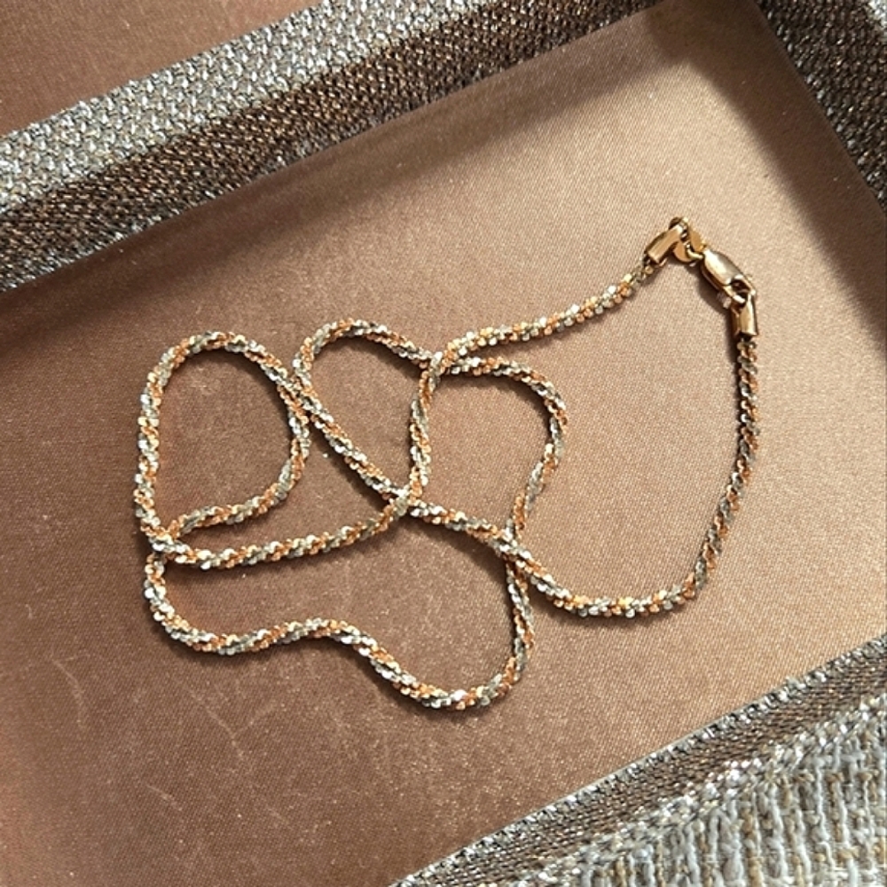 Vintage 14k Gold Two-Tone Margarita Chain Necklace